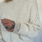 Weicher Grobstrickpullover mit Stehkragen - beige