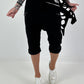 Kurze Baggy mit Zipper Details - schwarz