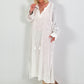 Linen Dress with Crochet Inserts - White