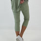 Capri Hose mit Leo Strass - salbei