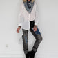 Dreieckstuch mit Mustermix und Charms - anthrazit-leo-mehrfarbig