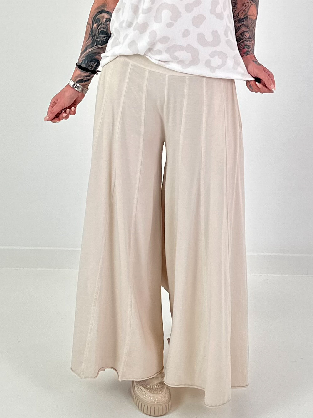 Sweat-Palazzo Hose - beige