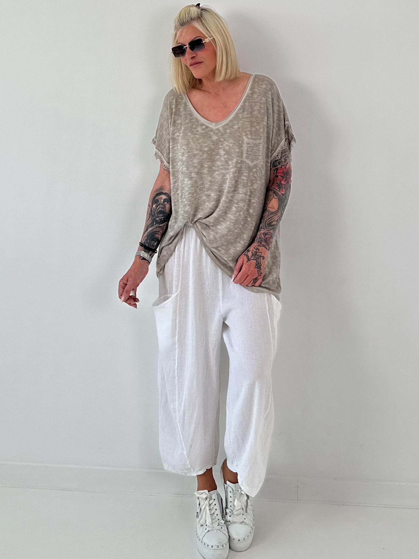 Fine knit shirt Mouse - beige