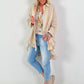 Oversized blouse met ruches – beige