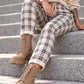 Hose im Karo-Look - beige-mehrfarbig
