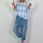 Sweater met ruitpatroon - lichtblauw-wit
