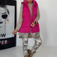 Weste mit schimmerndem Finish und Kapuze - pink