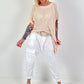 Häkelshirt mit Fransen asymmetrisch - beige