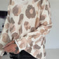 Pullover mit V-Ausschnitt und Leo-Print - leo-taupe