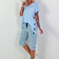 T-shirt with side eyelets - light blue