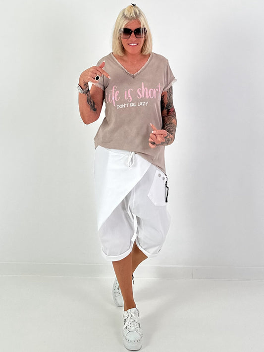 T-shirt Life Is Short - beige