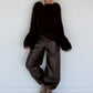 Kuschliger Pullover mit Fransen-Details - mokka