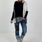 Oversized Feinstrickpullover mit Stulpenärmeln - schwarz-weiss-grau