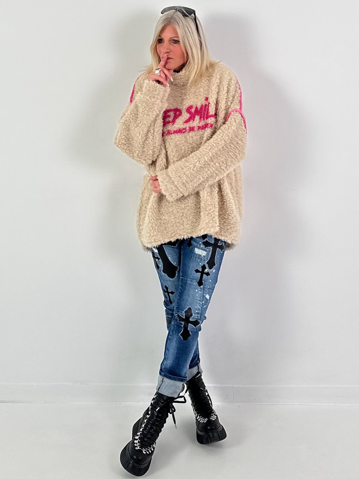 Teddy coltrui model "KEEP SMILE" - beige