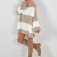 Long pullover/dress model "Velvet Flow" - white-beige