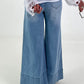 Wide-Leg Jeans mit floralen Applikation - denim