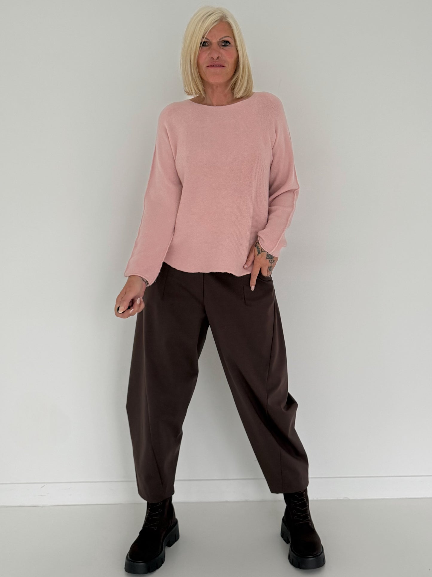 Weicher Basic Pullover - rosa