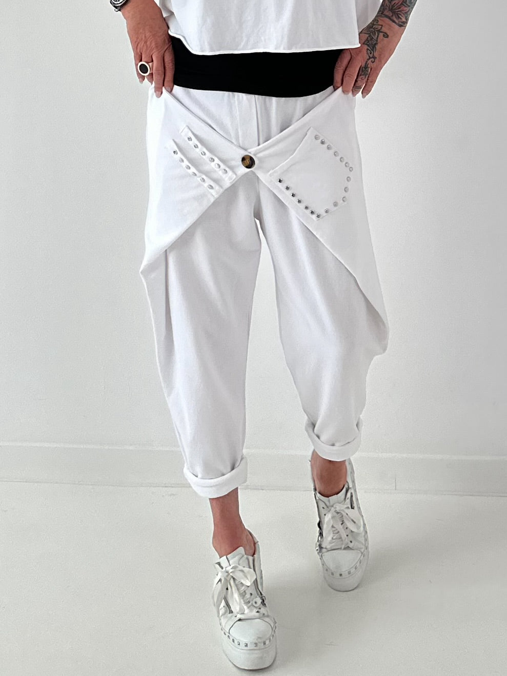 Sweatshirt Hose mit lässigen Details - weiss