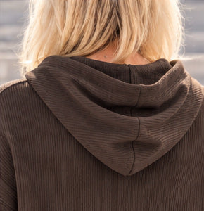 Ribbed hoodie - mokka
