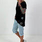 T-Shirt with side eyelets - black