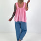 Oversized Top with silver eyelets - pink