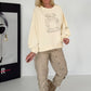 Sweater mit 3D-Print - beige-leo