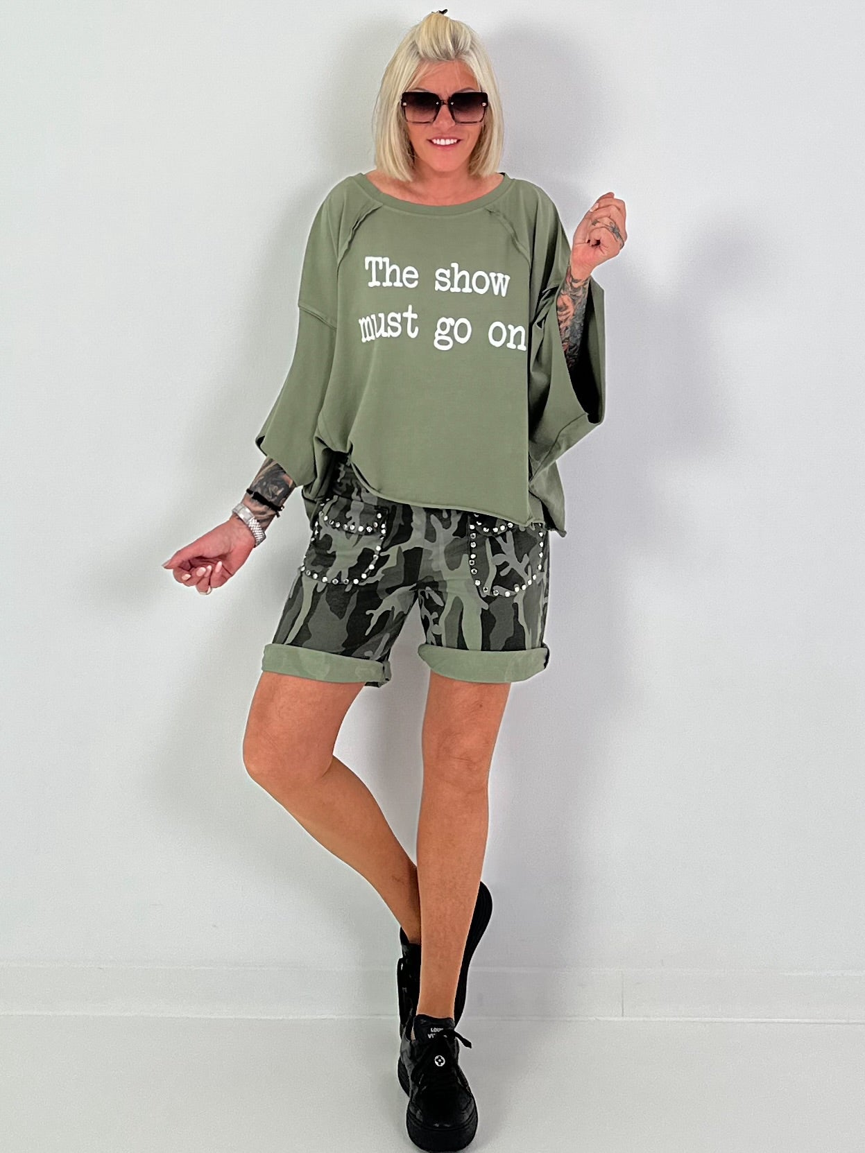 Oversized Shirt Show Must Go On - khaki