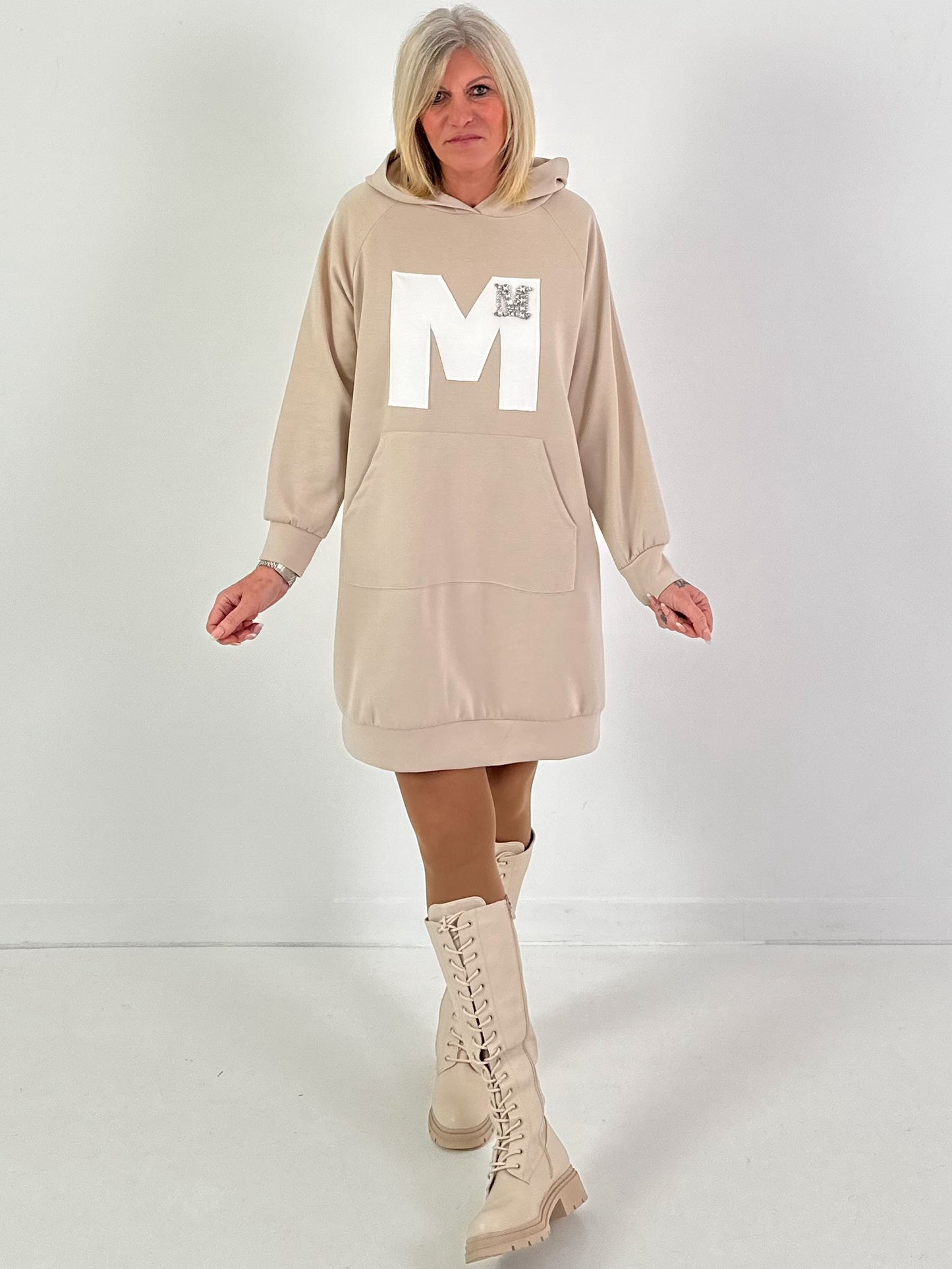Long Hoodie/Kleid Modell "Edition M" - beige