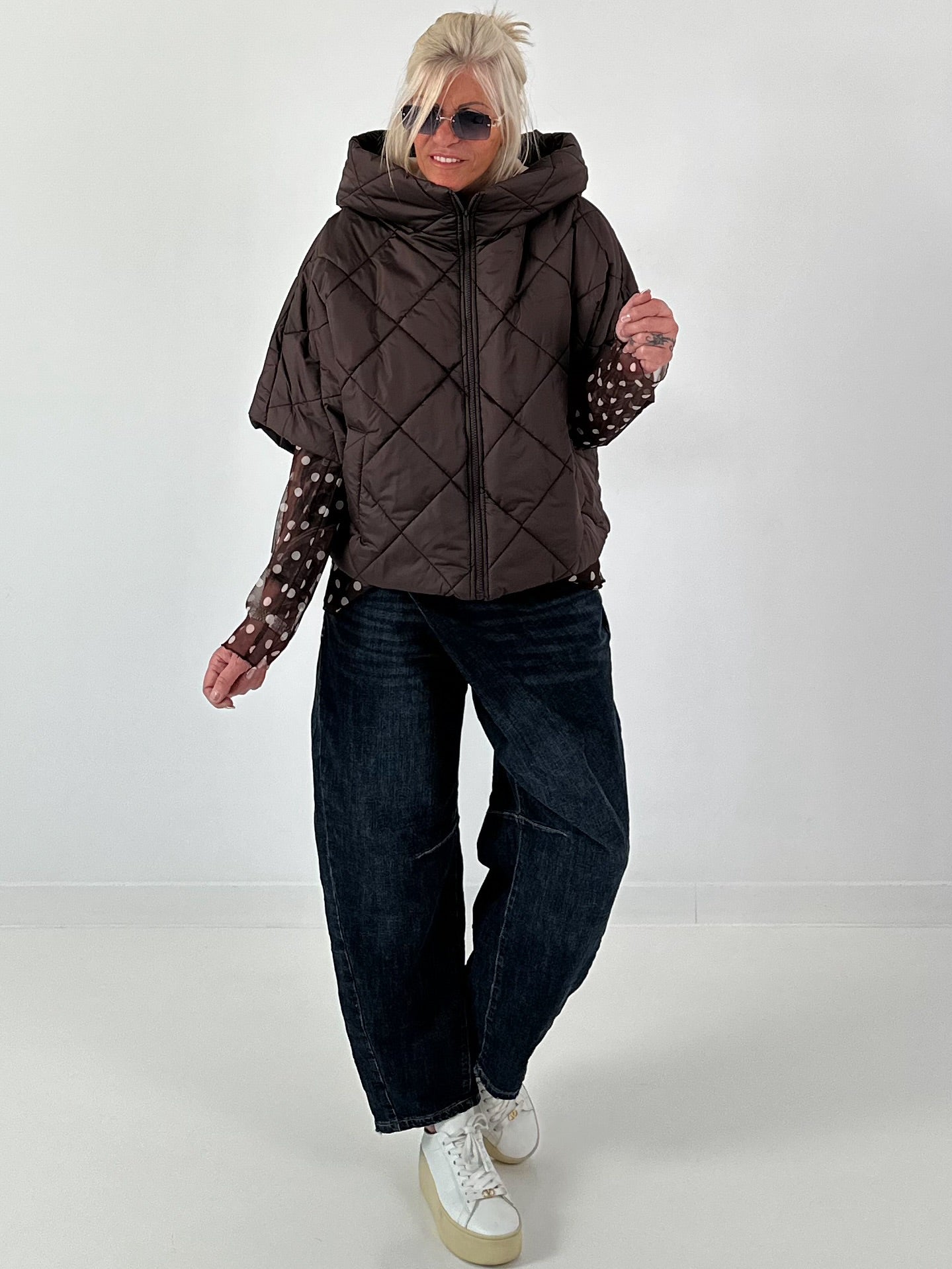 Jacket with XL collar and hood - mocha