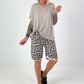 Feinstrick T-Shirt mit V-Ausschnitt - taupe