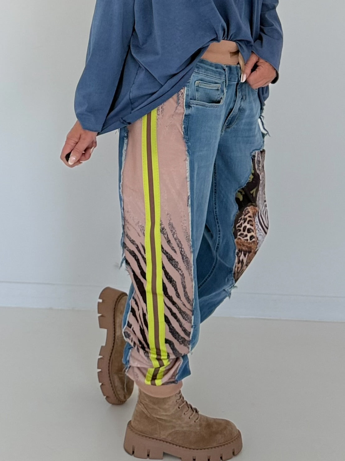 Jogg-Jeans im Used Look Zebra - denim