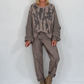 Sweater Nice mit Strickeinsätzen - taupe