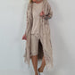 Sweat Short mit Häkelstern und  Nieten - beige