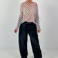 Mesh Shirt mit Punkten - creme