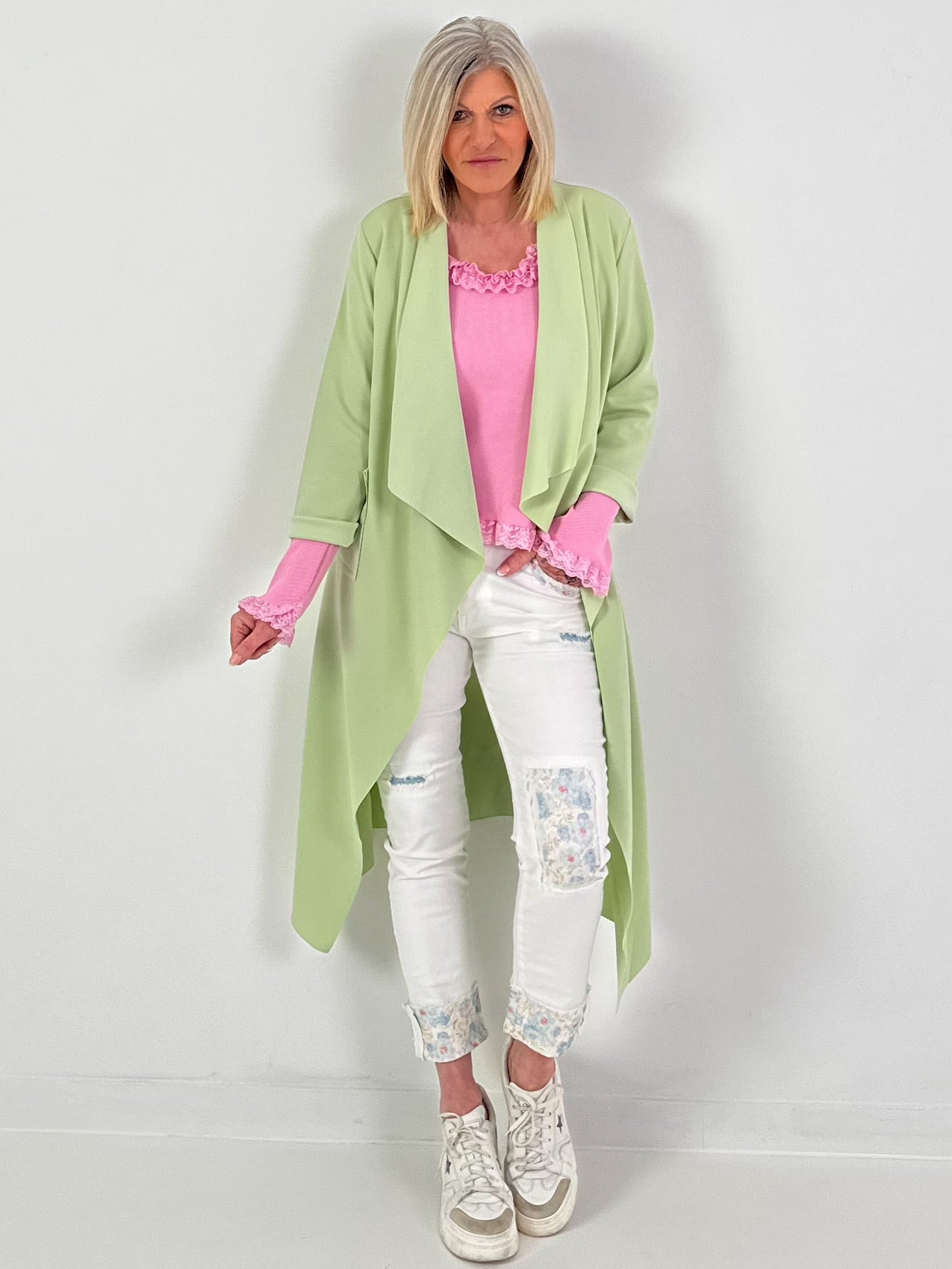 Trui met doodskopmotief - limoengroen