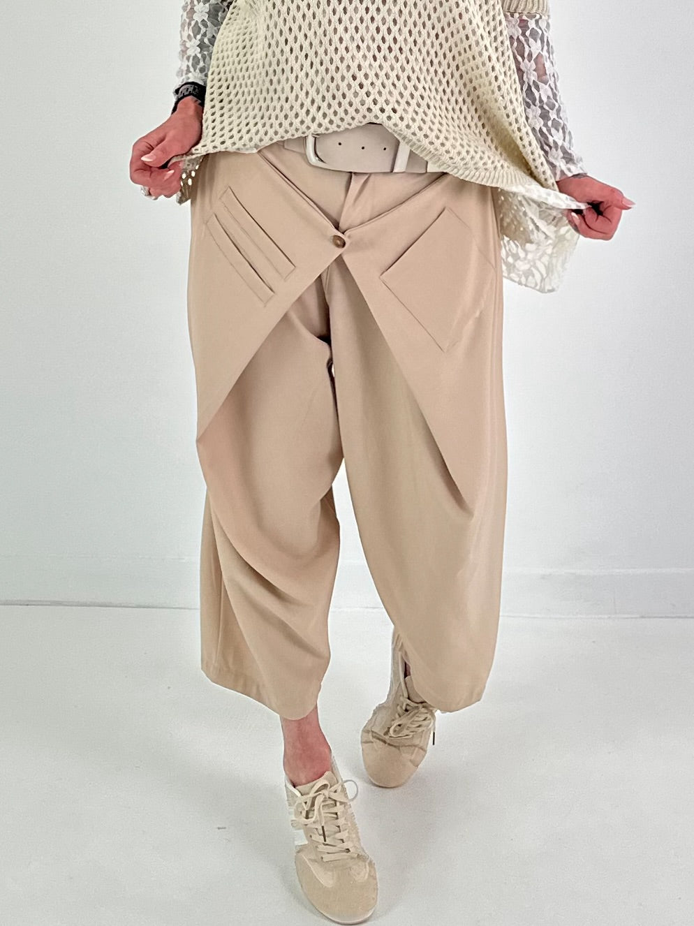 Hose mit Überwurf - beige