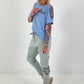 T-Shirt with cut-outs - light blue