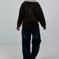 Stylish pilot jacket in a leather look - mocha