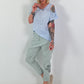 Linen Shirt with Cut-Out - light blue