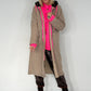 Mantel in Teddy-Curl-Optik und Neon-Akzenten - taupe