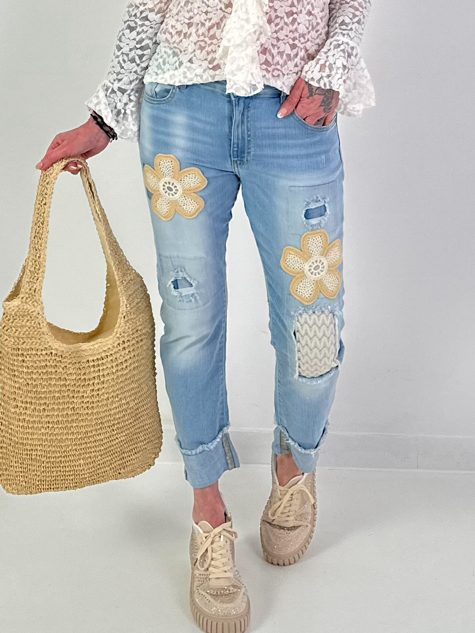 Gehäkelte Tasche - beige