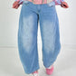 Ballonjeans in heller Waschung - denim