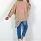 Oversized Sweater Dog Mom - beige