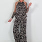 Two-piece set with animal print - brown-beige