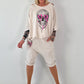 Oversized Shirt mit Cut Outs und Skull - beige