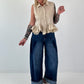 Ärmellose Bluse mit Volants  - beige