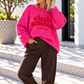 Cozy Club Amour Sweater - pink-red