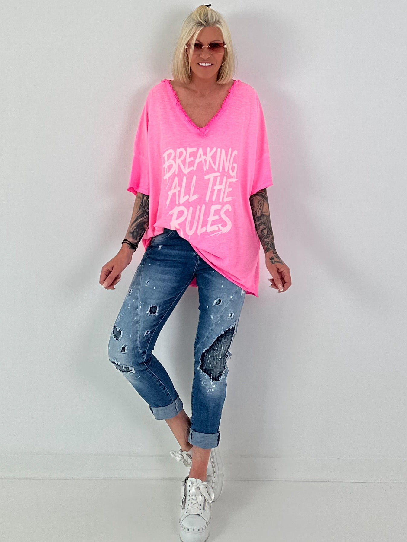 Oversized Shirt Breaking Rules - neon pink