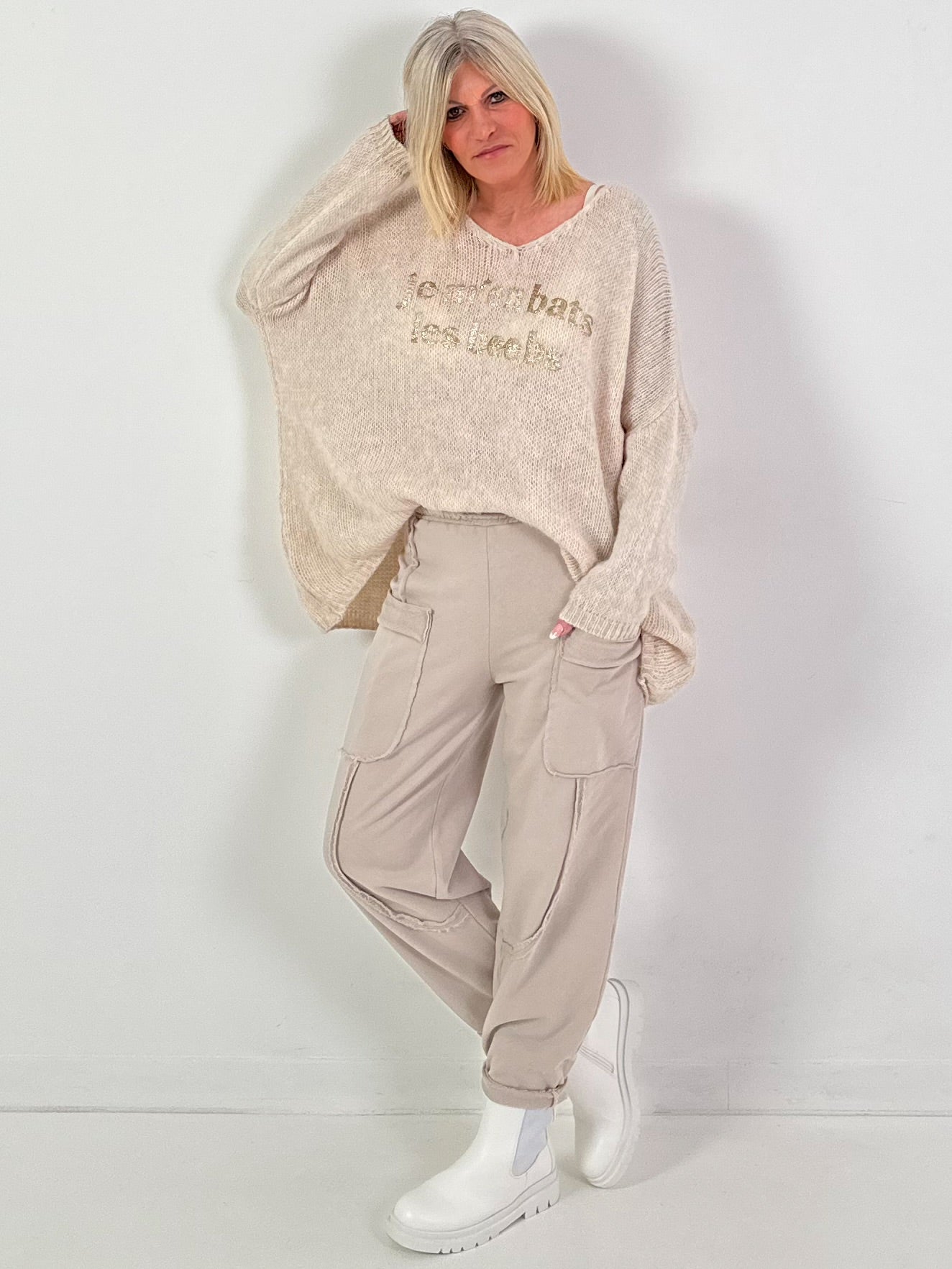 Strickpullover Modell "Glow&Flow" - beige