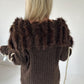 Cuddly knit cardigan with XXL fur collar - mocha